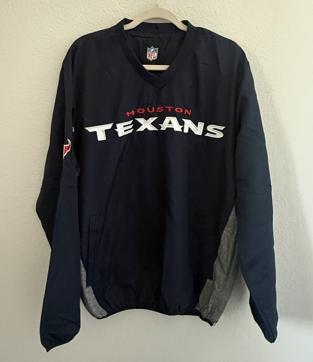 NFL Pullover Windbreaker Houston Texans Jacket Unisex Adults Navy Medium